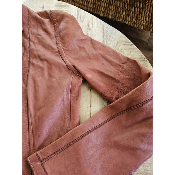 Collection Privee Pelle Leather Jacket Womens Size 42/6 Made In Italy Brown - Picture 10 of 16